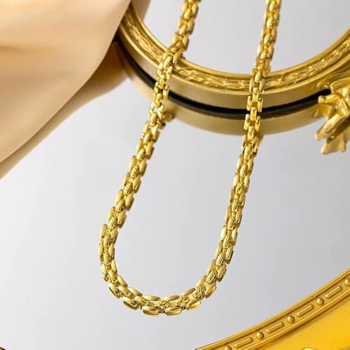 MIAMI Anti Tarnish18K Gold Plated Chain Necklace for Women | Chain Choker Jewellery for women | Adjustable Neck chains Stack, | Valentine Gift for Girlfriend, Wife Stainless Steel Jewelry -294 4