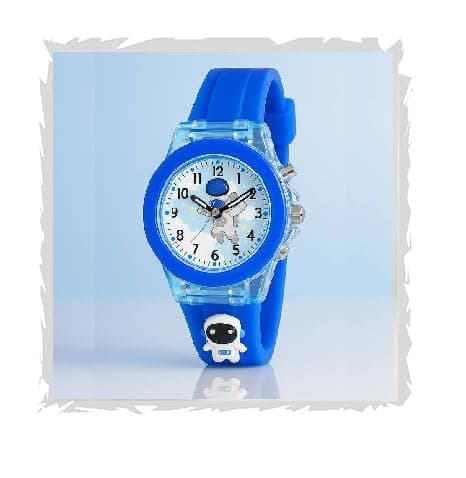 SELLORIA Analog Watch for Kids | 3D Cartoon | 7 Multicolor LED Luminous Lights with Silicone Strap | Unisex Best Birthday Gift | Analogue Wrist Watches for Boys & Girls | Age 3-10 yrs|2025 (Blue, Blue