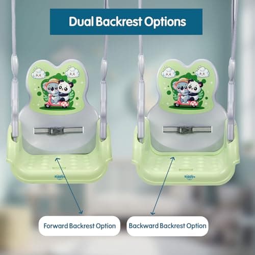Amazon Brand - Supples Baby Swing for Kids | Non-Toxic Plastic | Indoor & Outdoor Use | Adjustable Design with Safety Belt | Age 6 Months to 4 Years | Green & Grey 4