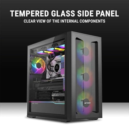 Ant Esports Titan Core 360 Mid-Tower Computer Case/Gaming Cabinet - Black | Support E-ATX, ATX, Micro-ATX, Mini-ITX | Pre-Installed 4 ARGB Fans 2