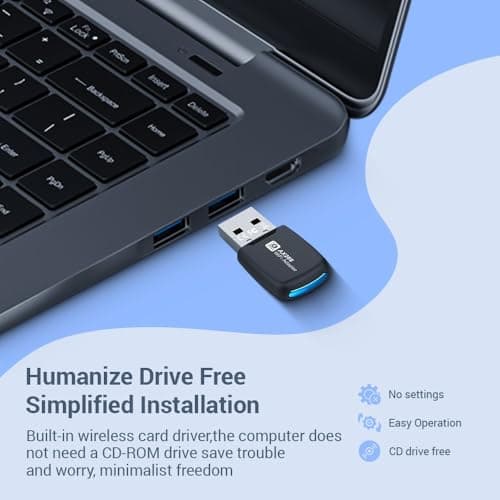 UNIGEN USB WiFi 300 Mbps Dongle Adapter for Desktop PC with Led Light, WiFi 6 Receive with 2.4GHz, 300m External Wireless Network Card Supports Windows 7/10/11 Free Drive 802.11ax 3