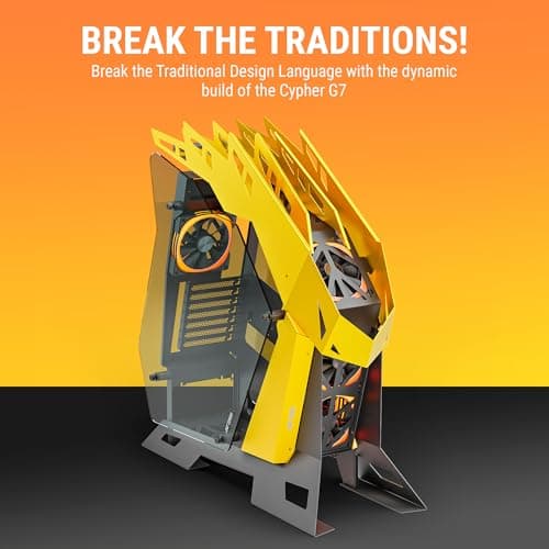 Ant Esports Cypher G7 Mid-Tower ATX Computer Case/Gaming Cabinet - Black-Yellow | Support ATX, Micro-ATX, Mini-ITX | Pre-Installed 6 ARGB-PWM Remote Controlled Fans 2