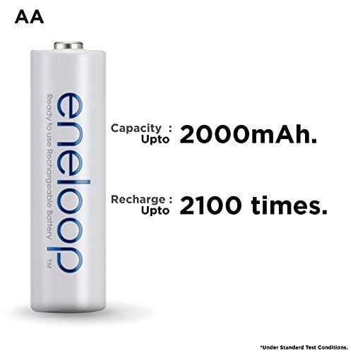 Panasonic BK-3MCCE/4BN Eneloop(Up to 2000 mAH) AA Ni-MH Pre-Charged Rechargeable Batteries, 4-Batter 3