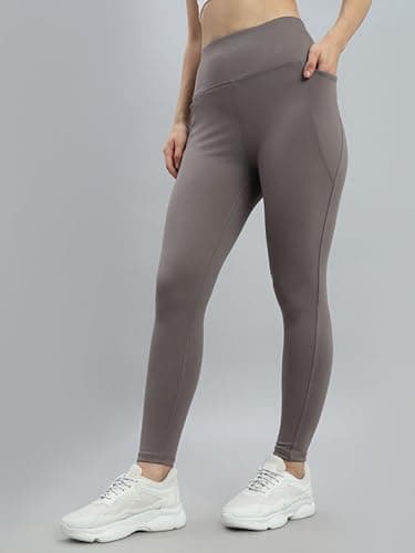 GO COLORS High Waist Gym Fitness Leggings with Pockets for Women | Nylon Stretch, Activewear, Grey 2