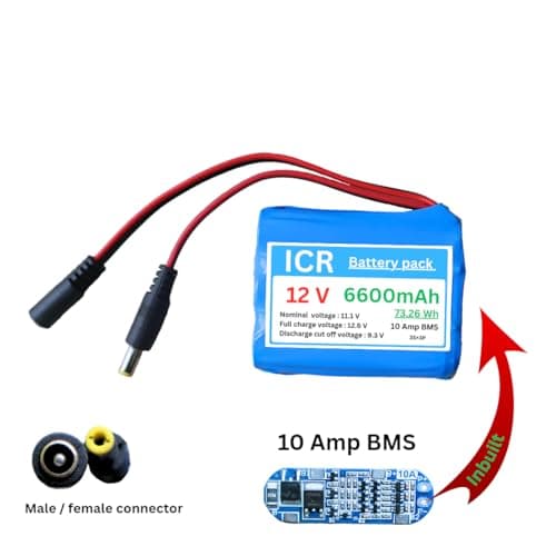12 Volt Lithium-ion Battery, high Efficiency Long Lasting (6.6 AH) 2
