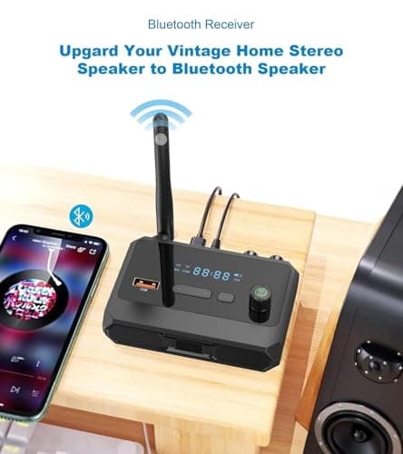 Tobo Bluetooth 5.3 Receiver for Home Stereo, Low Latency & HD Music Audio Bluetooth to RCA Adapter for Stereo/Speakers/Wired Speakers/Home Music TD-1349WA 5