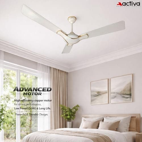 ACTIVA Corolla 1200 mm, 390 RPM High Speed Air Delivery, 50 W,Energy Efficient, BEE Approved One Star Rating, Anti Dust Coating Ceiling fan 2 Years Warranty - Pearl Ivory 3