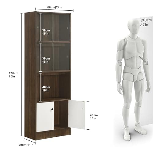 DeckUp Plank Cove Engineered Wood Book Shelf and Display Unit (Walnut and White, Matte Finish) 2