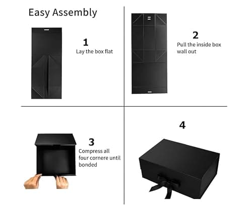 Awestuffs Premium Black Gift Boxes for Gift Packaging, Reusable Decorative Gift Boxes (23 x 16 x 10 cm) for Hampers, Weddings, Birthdays, Festivals & Corporate Gifts (Pack of 1) 5