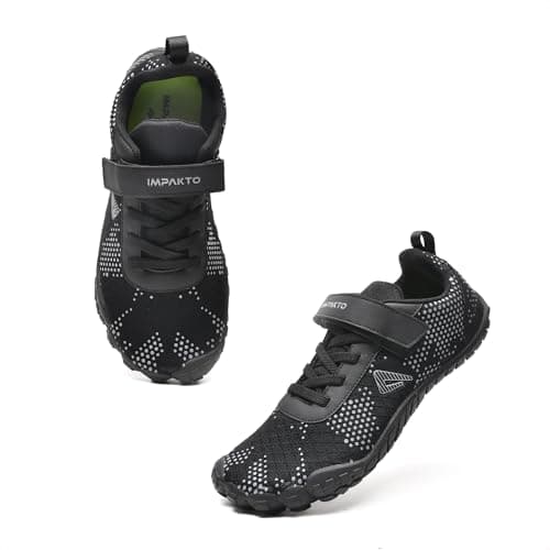 Impakto Barefoot Rooted Wide feet Shoes for Men | Lightweight Running & Training Shoes with Soft Sole & Superior Grip | Running, Jogging Regular Gym Shoes for Men Black
