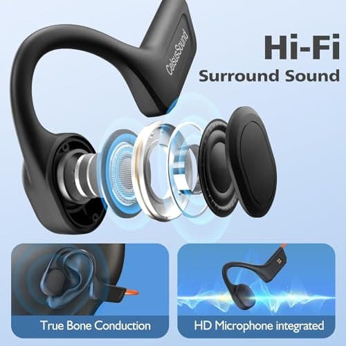 SilisoundTek Bone Conduction Headphones,Upgraded IPX7 Waterproof Wireless Earbuds,Open Ear Headphones Bluetooth 5.3 with Mic,10H Playtime for Running,Cycling,Hiking,Gym,Workout (Light Orange) 3