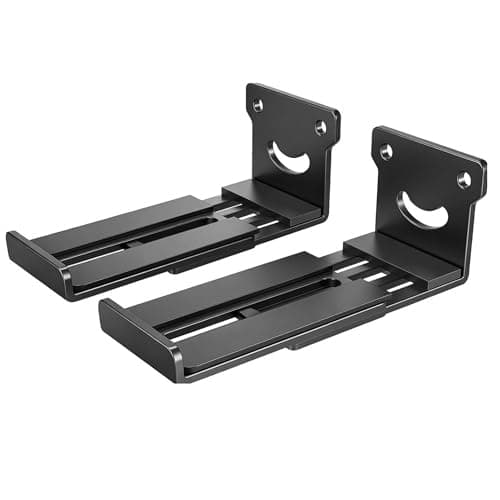 Universal Soundbar stand Wall Mount Bracket, Adjustable Depth 90-145mm (3.5-6.1 in), Heavy Duty Carbon Steel, Holds Up to 15kg, Under TV Mount for All brand Soundbar Mount Speaker Stand Black