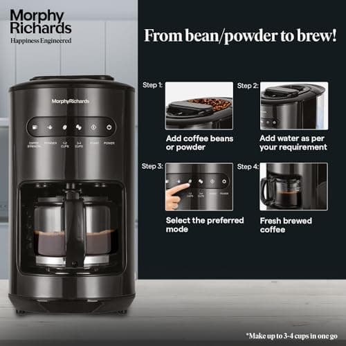 Morphy Richards Brew Blend Coffee Maker For Home | 600W Drip Coffee Maker | 6-Cups Capacity | Anti-Drip Function | 2-Yr Warranty 【Black】 4