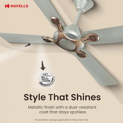 Havells 1200mm Leganza ES 4B Ceiling Fan|Best fan in 4 Blade,Premium Finish Decorative Fan,High Air Delivery|Energy Saving,100% Pure Copper Motor,2 Year Warranty|(Pack of 1,Bronze Gold),5 Stars 3