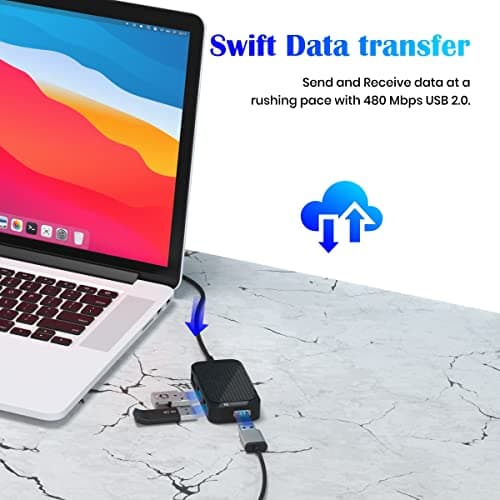 Portronics Mport 4D USB Hub Dock (4-in-1), Multiport USB Dock with Long Cable and up to 480 Mbps High Data Transfer Speed (Black) 2