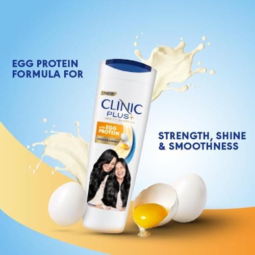 CLINIC PLUS Strength & Shine Shampoo, 355 ml, for Shiny and Healthy Hair, with Egg Protein, Strengthens Hair Strands, Suitable for all Hair Types 3