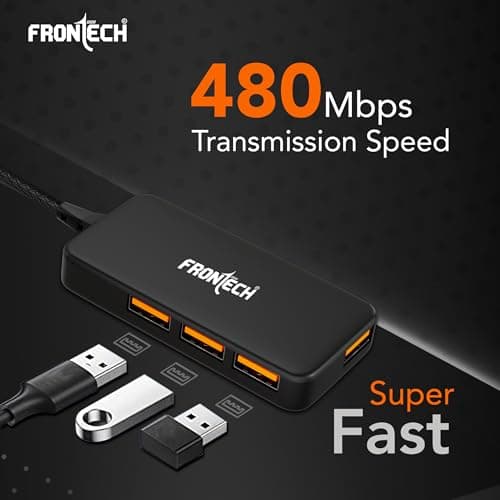 Frontech USB Hub with 4 Port | Switches & LED Indicators | Extra Power Support|480 Mbps Speed - Each Port|Fuse Protection for PC, USB Flash Drives | Backed with 1 Year Warranty (NC-0062) 3
