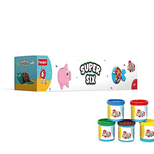 Funskool Fundough Super Six, 6 tubs of Dough, 50 grams each, Toys for Kids, Shaping, Sculpting, 3 Years and Above, Multicolour