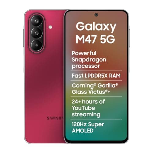 Samsung Galaxy M47 5G (Rogue Red, 8GB RAM, 256GB Storage)| Powerful Snapdragon Processor| Fast LPDDR5x RAM,UFS 3.1 Storage| Gorilla Glass Victus+| IP64| Super AMOLED Display| 50MP OIS| AI| Gemini Live