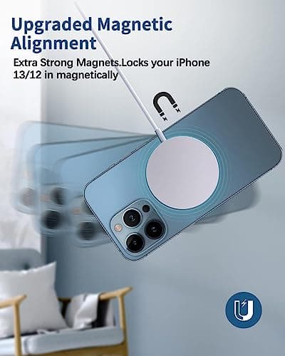 SKYCELL Wireless Charger Compatible for iPhone, Apple Magnetics and Magsafe White 5