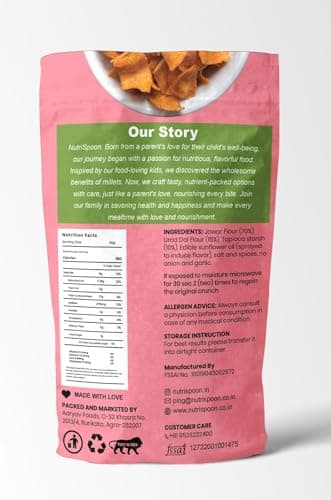 NUTRISPOON Jowar Chips 40g Pack of 2 | Baked Not Fried Millet Chips | Gluten Free Snack | No Preservatives, Zero Maida, Palm Oil Free | Made with Jowar & Urad Dal | Healthy Crunchy Snack 2