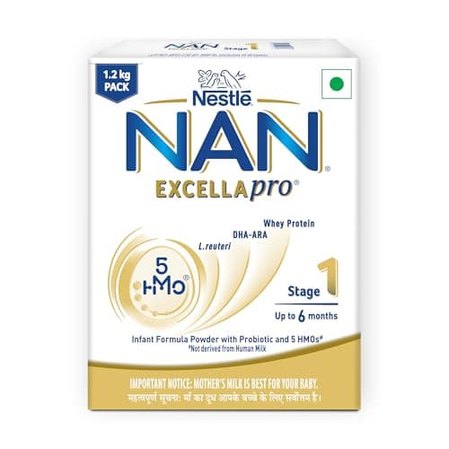 Nestlé NAN EXCELLAPRO Stage 1, 1.2 Kg Pack, Infant Formula Milk Powder With HMOs & Probiotic For Babies (Up To 6 Months), 3x400g Pouch in Box