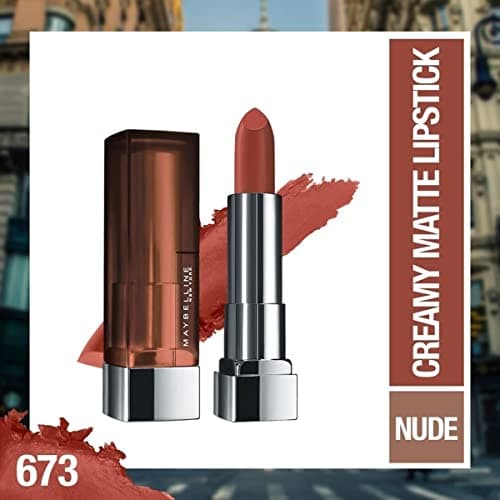 Maybelline New York Color Sensational Creamy Matte Lipstick lasts up to 12 Hours, Hydrate Lips, Creamy Lipstick with Shea Butter, Available in 42 different Shades - 673 Midtown Pink, 3.9g 2