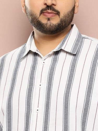 Thomas Scott Men's | Plus Size | Regular Fit | Long Sleeves | Spread Collar | Multi Striped | 100% Cotton | Casual | Shirt (TS1791PS_White_5XL) 3