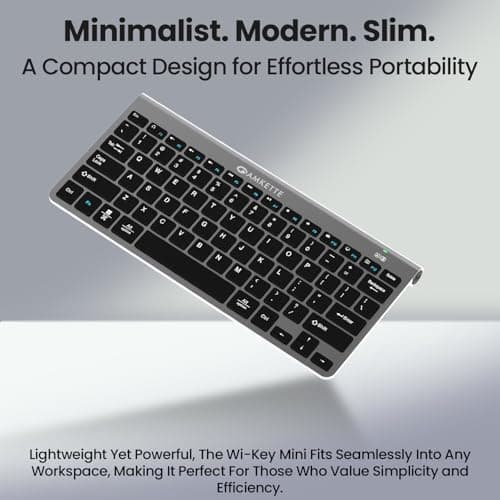 Amkette Wi-Key Mini Wireless Keyboard and Mouse Combo | Compact Design, Scissor Keys, 12 Multimedia Keys | Plug-N-Play USB Connection | Ergonomic Mouse, Silent Clicks, 1200 DPI, Optical Sensor (Grey) 3