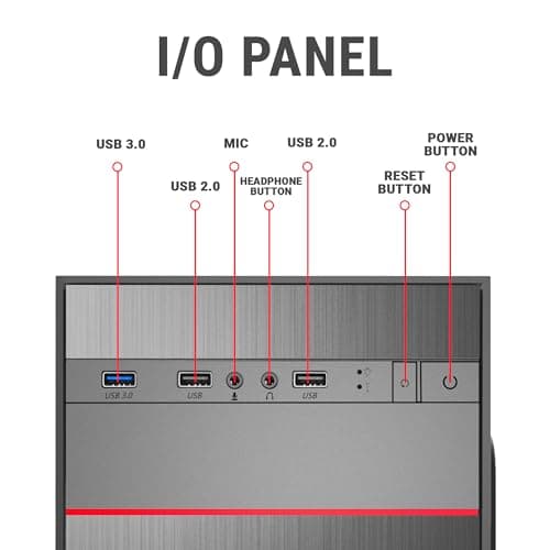 Ant Esports Si27 Value Series Mid-Tower Computer Case/Gaming Cabinet - Black | Support ATX, M-ATX, ITX | Pre-Installed 1 x 120 mm Black Rear Fan 4