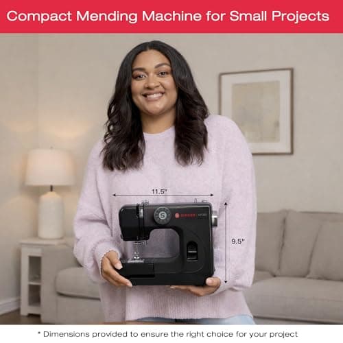SINGER M1000 Mending Machine | Compact, Lightweight & Portable With 32 Stitch Applications & LED Light | Great for Light to Medium Weight Fabrics & Repairs - Black 2