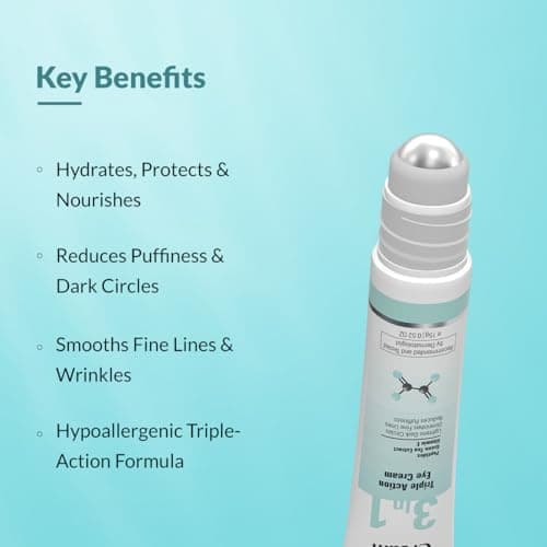 Fixderma Under Eye Cream Roll on with Peptides, Green Tea Extract & Vitamin E | Reduces Dark Circles, Puffiness, Wrinkles & Fine Lines | Triple Action | for Men & Women | 15g 3