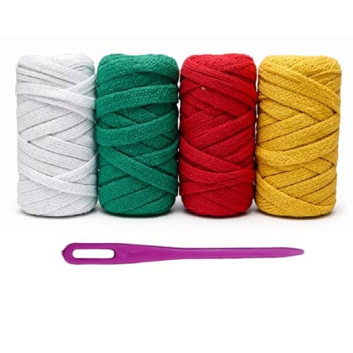 100% Pure Cotton 4 Colour Nadas/Pyjama Dori Strings Pack of 4 (15meters Each, Total 60 m) with Free Needle – Flat & Round Design, Durable & Soft, for Pyjamas, Sarees (Multi)