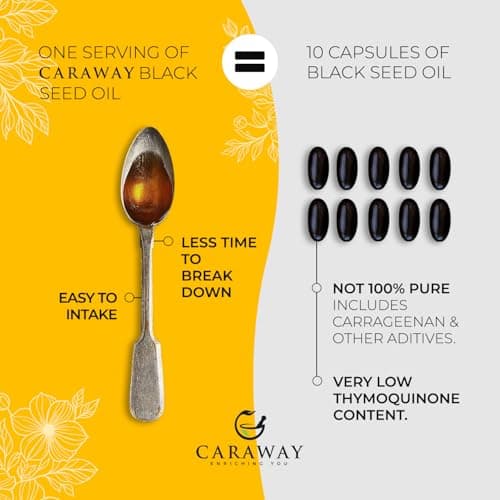 CARAWAY Black Seed Oil Edible - Kalonji Oil - 4 oz / 118 ml | Contains Active Thymoquinone for Immunity Boost and Hair Growth | One Time Cold Pressed | For Oral and Topical Use | Glass Bottle | FSSAI  5