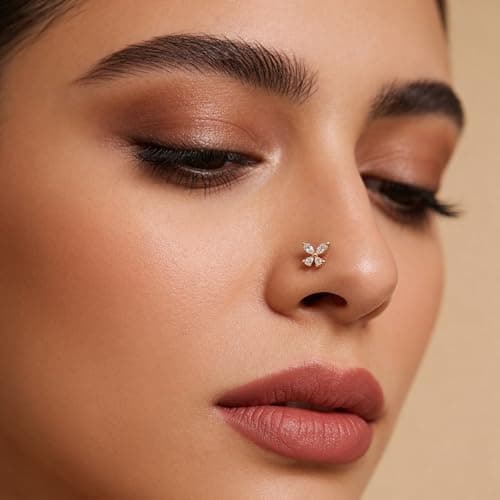 TOUCH925 Pure 925 Silver Sparkling Butterfly Nose Pin for Women 4