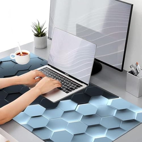 DARSHANAM WORLD Gaming Mouse Pad, 80 x 30 cm Large Desk Mat, Black, Anti-Slip Rubber Base, Water Resistant, for Work from Home, Office, Gaming Mouse PAD (Hexagon)