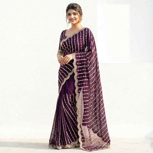 Saree for Women (Wine) 2