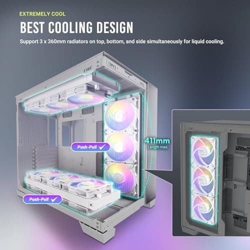 Antec C8 Aluminium ATX Mid Tower PC Case White 270 Degree Panoramic Glass Dual Chamber Design 6