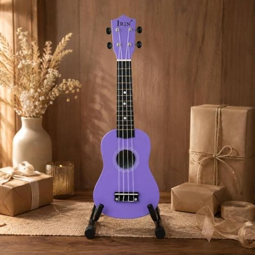 ATORSE Guitar-Design Body 21-Inch Ukulele Round Sound Hole Wooden Ukulele Fretted Neck 21 Inch Compact, Pink 2