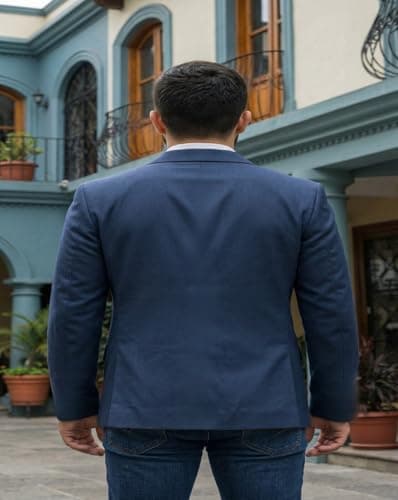 MAYKR Men's Navy Blue Blazer, Slim Fit Single-Breasted Suit Jacket, Formal Business Wear 2 2