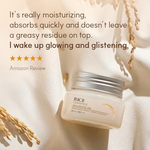 The Face Shop Rice & Ceramide Moisturizing Cream with Rice Extracts for Skin Brightening | Ceramide Moisturizer For Skin Barrier Repair | Paraben & Paraffins Free, Korean skin care products, 50ml 5