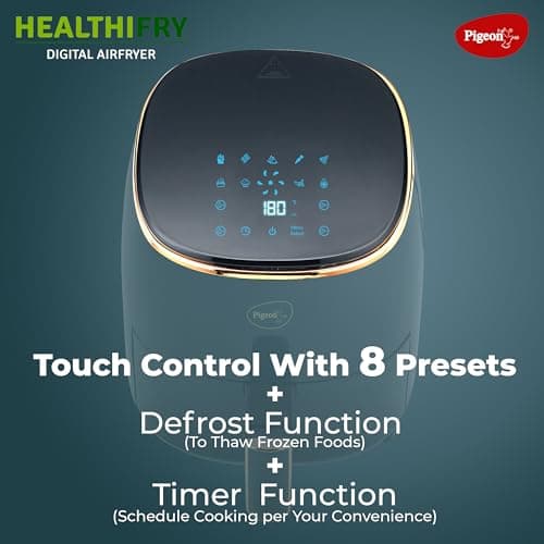 Pigeon Healthifry Digital Air Fryer, 360° High Speed Air Circulation Technology 1200 W with Non-Stick 4.2 L Basket 2
