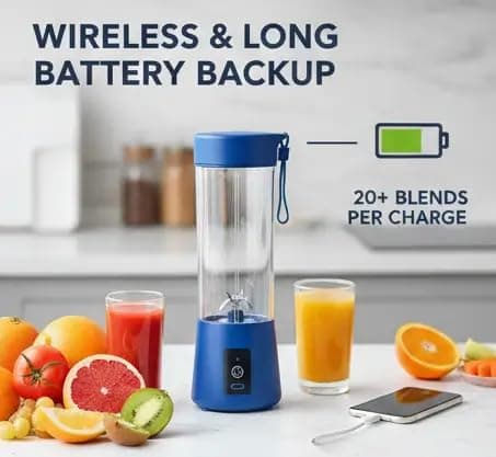 Portable Juicer Mixer Blender for Juices, Smoothies, Cold Coffee, Rechargeable 6 Blades Bottle Juicer Smoothie Maker 2