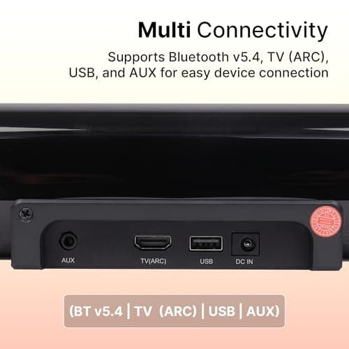 ZEBRONICS 80W Soundbar with Dual Drivers, 2.0 Channel with Dual Drivers, BTv5.4, TV ARC, USB, AUX, LED Indicator, Remote Control, Wall Mountable, (Juke Bar 2550) 4