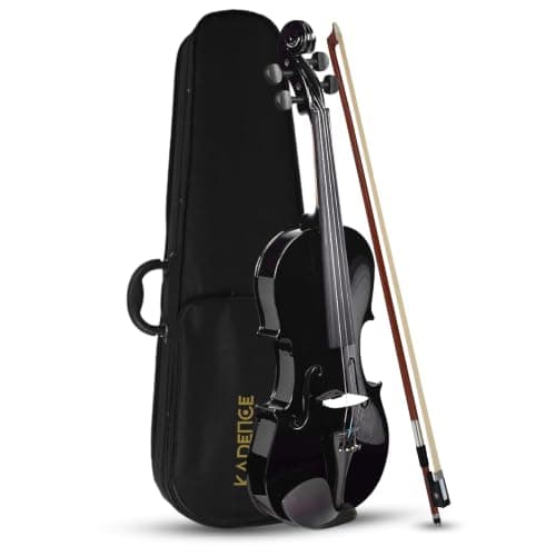 Kadence Vivaldi Acoustic Violin Full Size with Bow, Rosin, Carrying Hard Case,Instrument for Beginners, Adults, Boys, Girls, Children, Kids (4/4, Black)