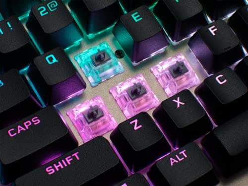 Corsair K100 RGB Optical-Mechanical Gaming Keyboard - Midnight Gold Opx RGB Optical Mechanical Keyswitches - Axon Hyper-Processing Technology for 8X Faster Throughput - 44-Zone RGB Lightedge 4