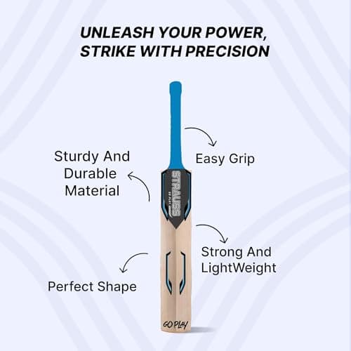 Strauss Launcher Cricket Bat | Kashmir Willow | Cricket Bat with Grip for Gully Cricket & Tournament Match | Standard Tennis Ball Bat for Cricket | Size: Short Handle (1150-1250 Grams) 2