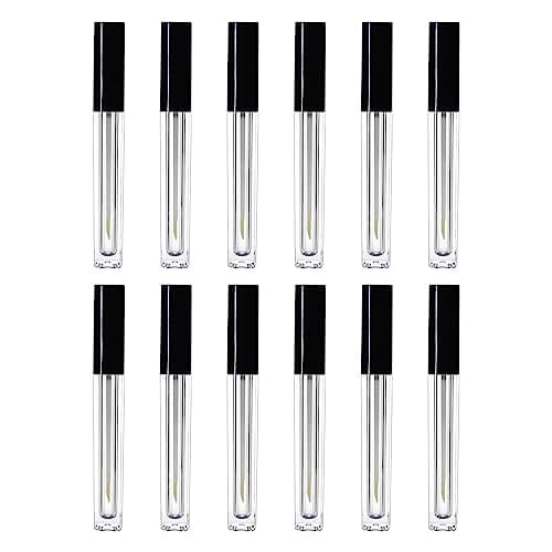 Nsb Herbals 5 ML Square Premium Acrylic Empty Lip Gloss, Lip Care, Cosmetic, Mascara, Liquid Eye Shadow, Transparent Empty Clear Lip Containers Tubes, Refillable Bottle With Plug (Pack of 6)