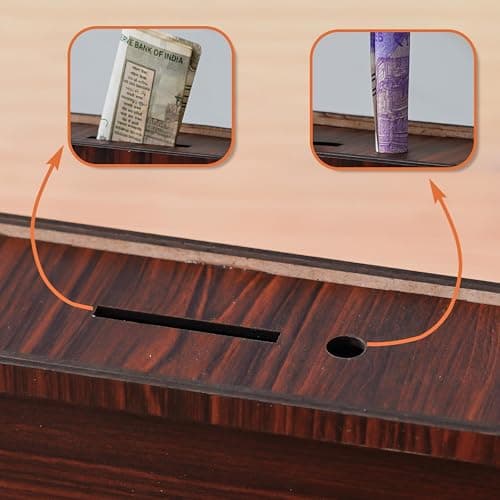 eCraftIndia Wooden Piggy Bank for Kids Girls Boys Adults | Coin Box with Numbers | 50,000 Rs Goal Tracker | Donation Box | Money Box | Money Saving Box for Adult | Piggy Bank for Kids Return Gift 5