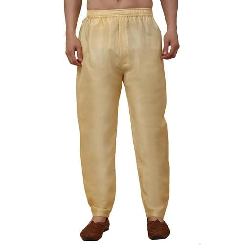 KRAFT INDIA Men's Silk Blend Beige Elastic Waistband Churidar For Kurta, Size- XX-Large